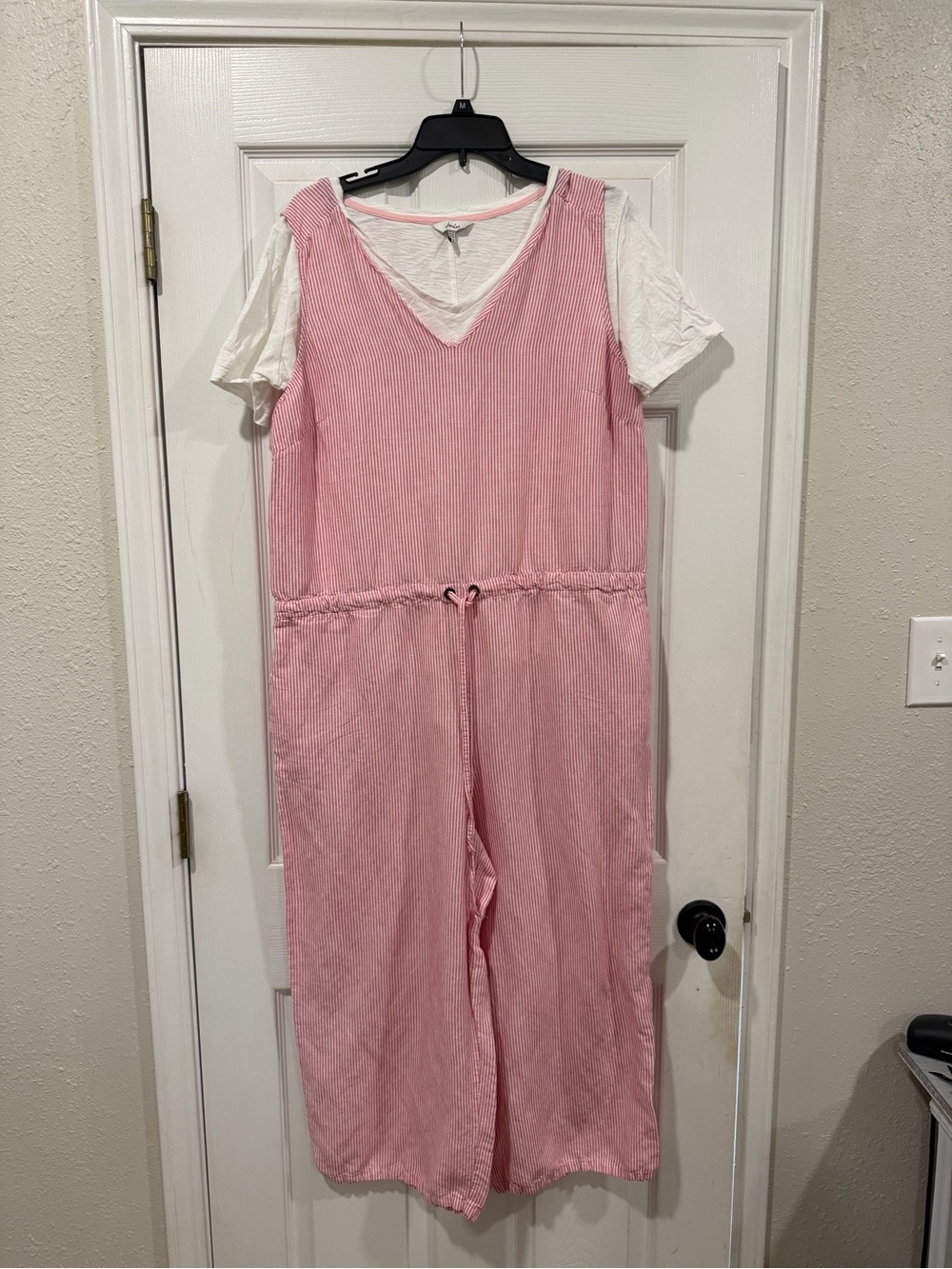Joules Pink and White Striped Shirt with Blue Brand Tag